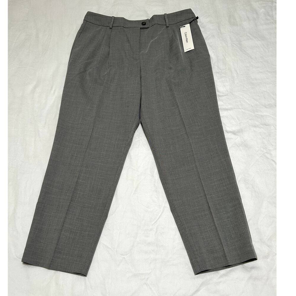 Calvin Klein Womens Dress Pants Heather Grey Size 14 Petite Suit Pants Trousers